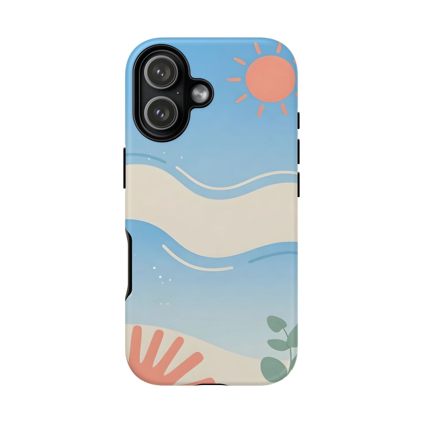 Beach Waves Tough Phone Case — Summer Sun & Seashell Protective Cover