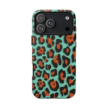 Teal & Rust Leopard Phone Case — Tough Protective Animal Print