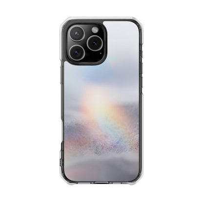 Clear Magnetic Impact Phone Case — Shockproof Transparent Case with Holographic Rainbow Accent