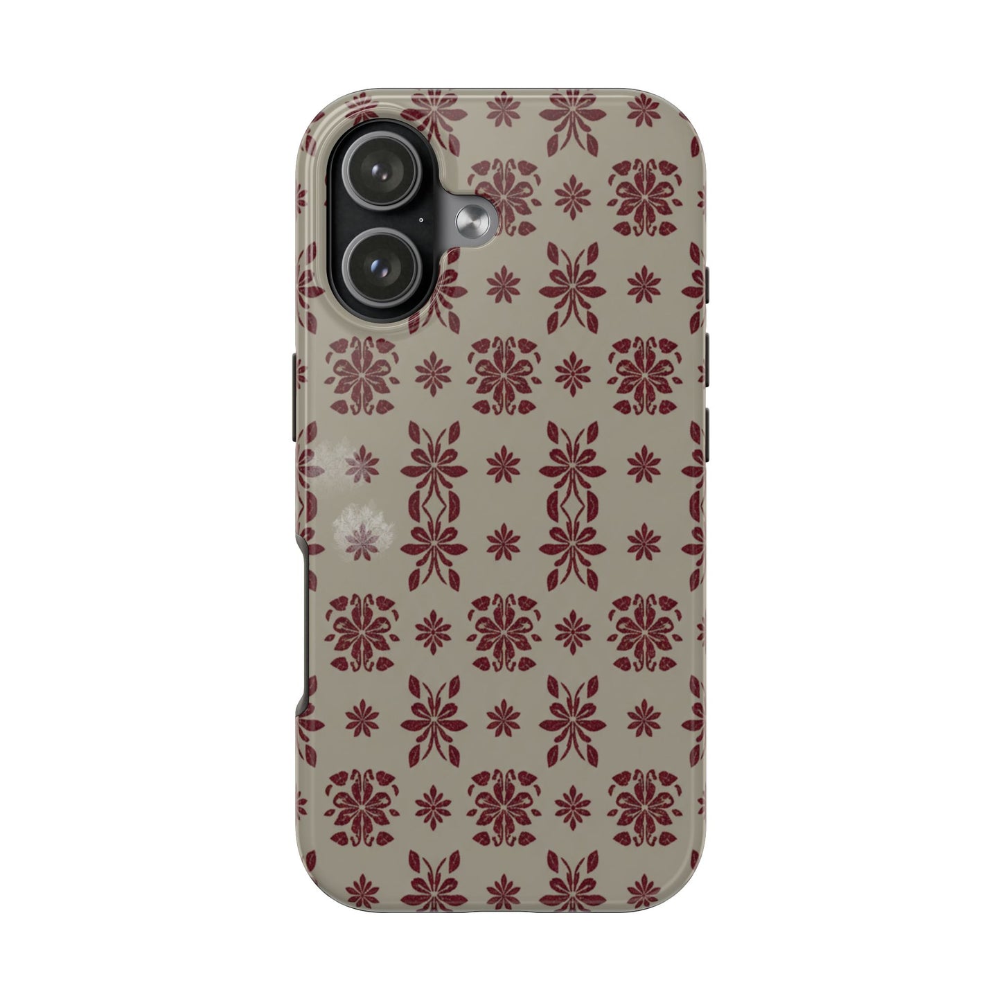 Tough Phone Case — Vintage Red Floral Pattern Protective Cover