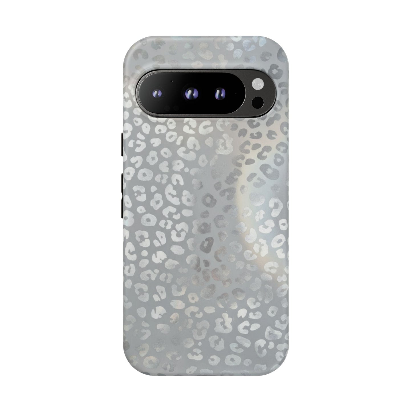 Grey Leopard Print Tough Phone Case — Durable Protective iPhone Cover