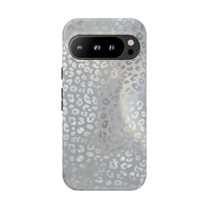 Grey Leopard Print Tough Phone Case — Durable Protective iPhone Cover