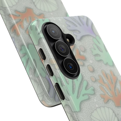 Pastel Coral Reef Tough Phone Case – Sea Shell & Coral Pattern Durable Protector