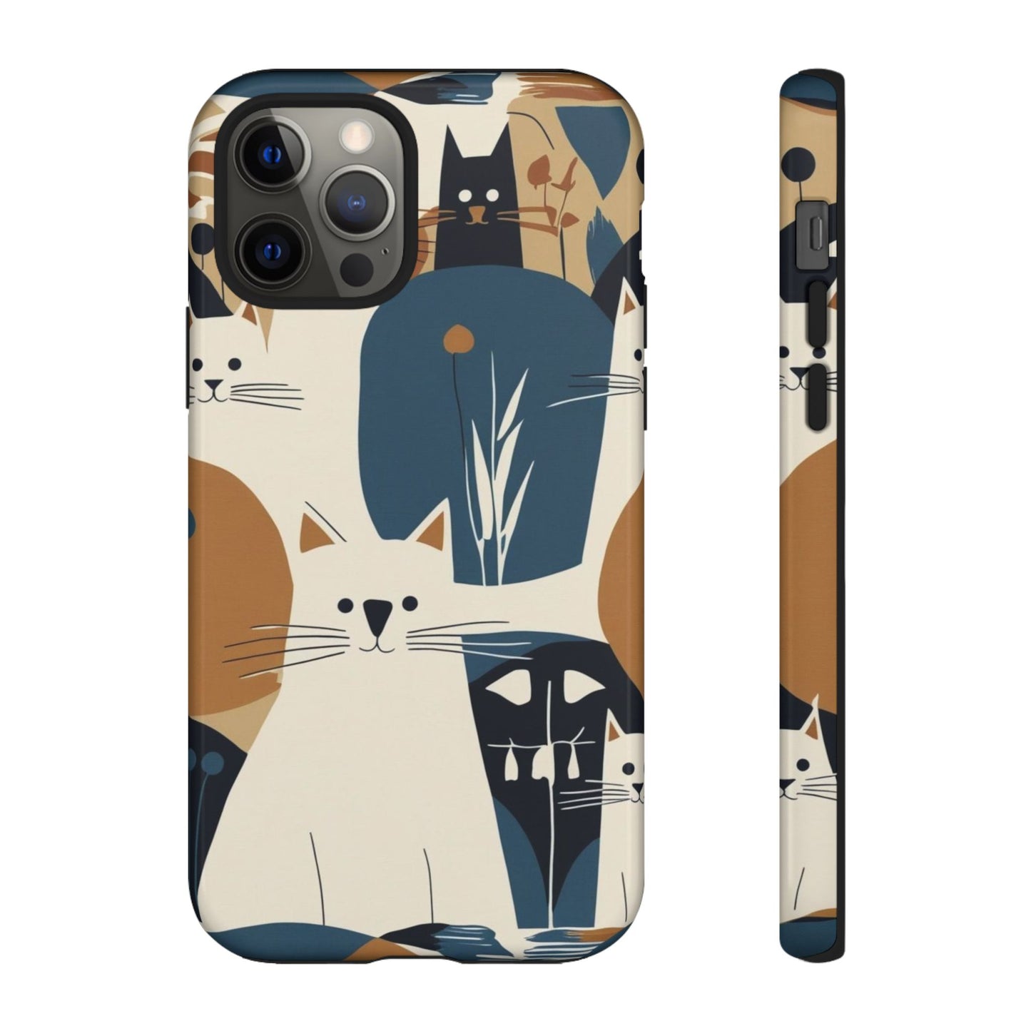 Cat Pattern Phone Case – Retro Abstract Cats Protective iPhone Cover
