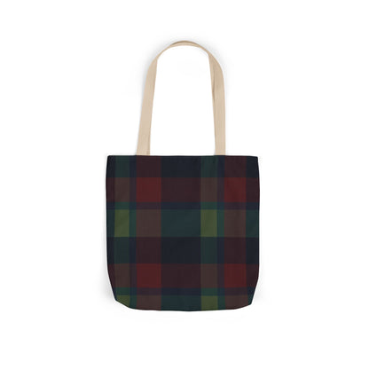 Plaid Canvas Tote Bag — Dark Autumn Tartan Market Tote