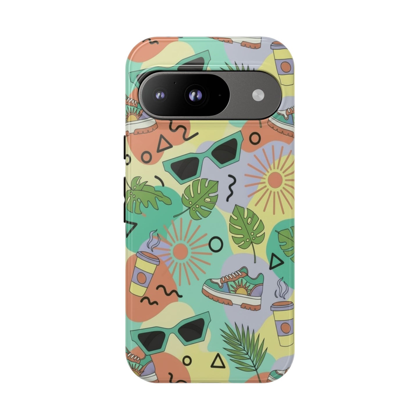 Tropical Summer Phone Case — Retro Sunglasses, Sneakers & Palm Pattern