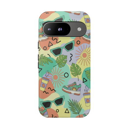 Tropical Summer Phone Case — Retro Sunglasses, Sneakers & Palm Pattern