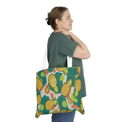 Pineapple Pattern Shoulder Tote Bag – Tropical Fruit Print Beach & Market Tote