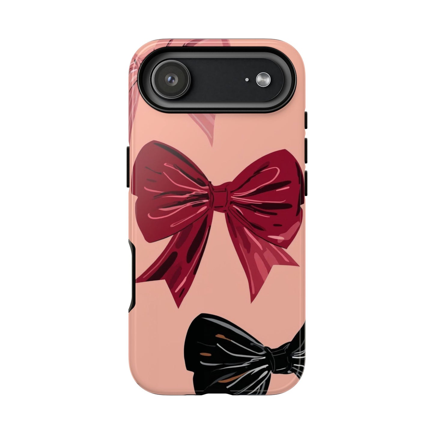 Bow Pattern Tough Phone Case — Pink, Red & Black Decorative Bows
