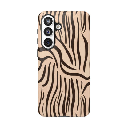 Zebra Stripe Tough Phone Case – Neutral Animal Print Protective Cover