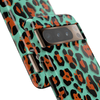 Teal & Rust Leopard Phone Case — Tough Protective Animal Print