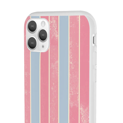 Striped Pink & Blue Phone Case — Retro Pastel Flexi Case