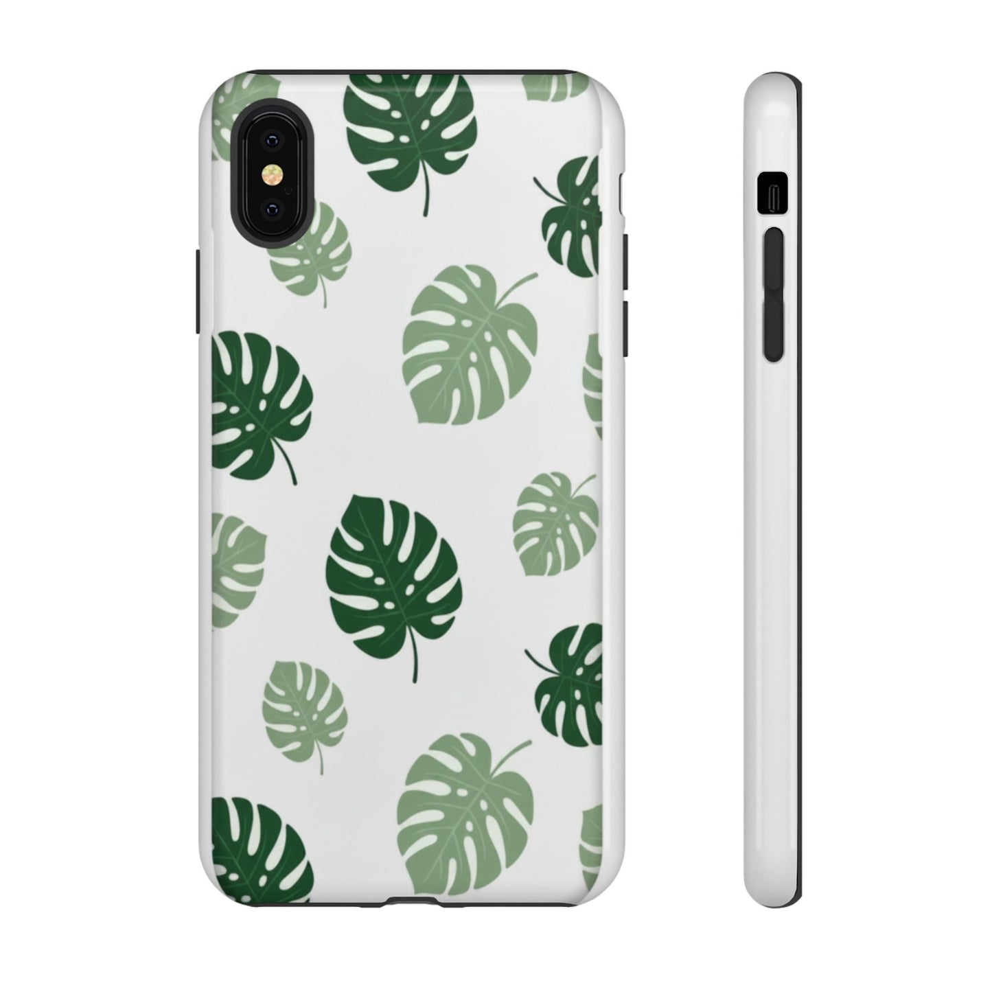Monstera Leaf Tough Phone Case – Tropical Green Palm Pattern Protective Cover