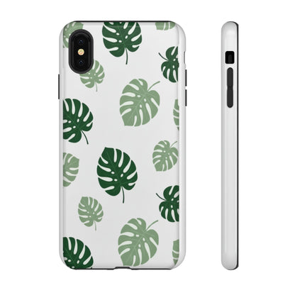 Monstera Leaf Tough Phone Case – Tropical Green Palm Pattern Protective Cover