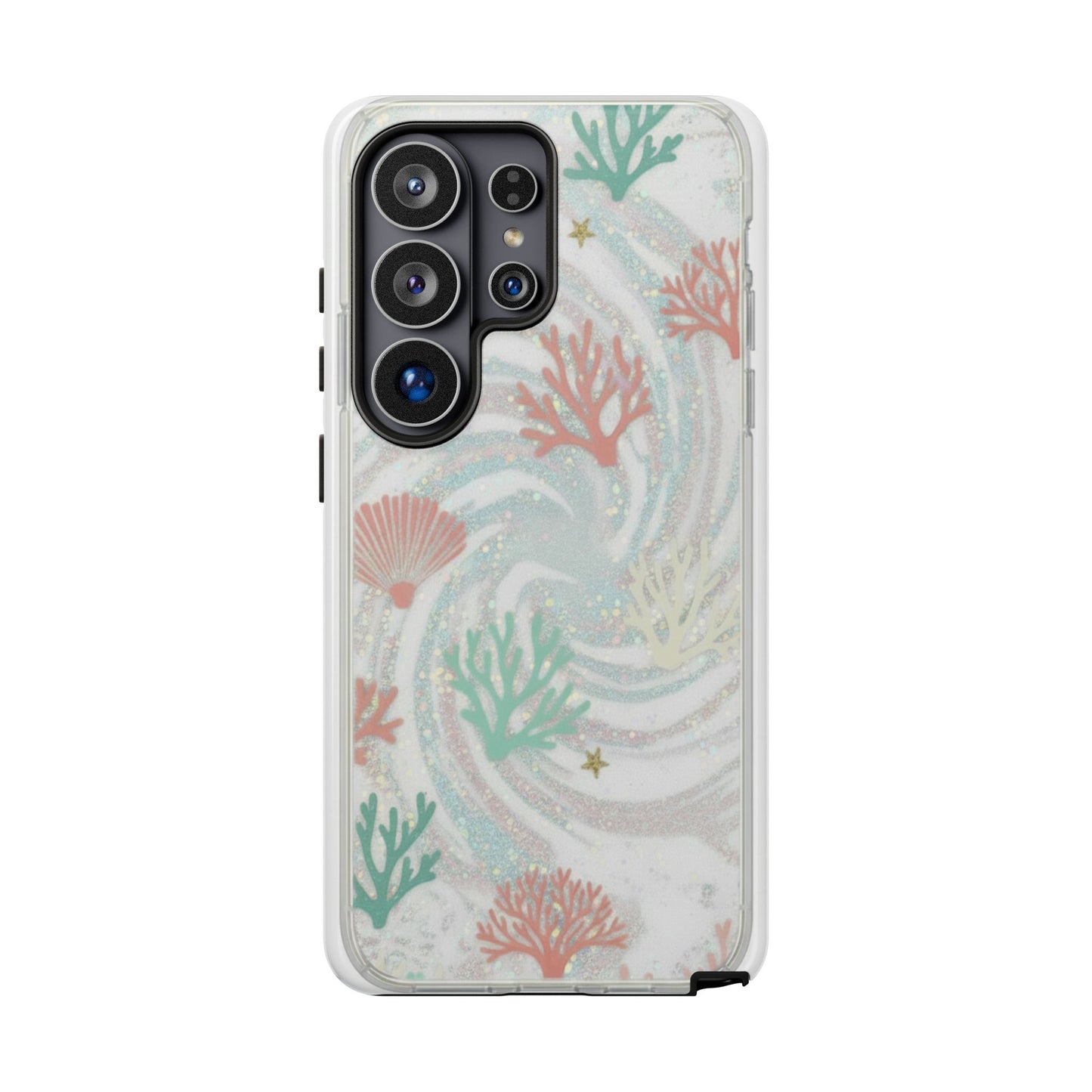 Seafoam Coral Tough Phone Case - Pastel Ocean Wave Design