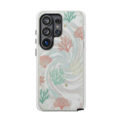 Seafoam Coral Tough Phone Case - Pastel Ocean Wave Design