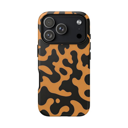 Leopard Print Phone Case — Orange & Black Tough Pattern Protective Cover