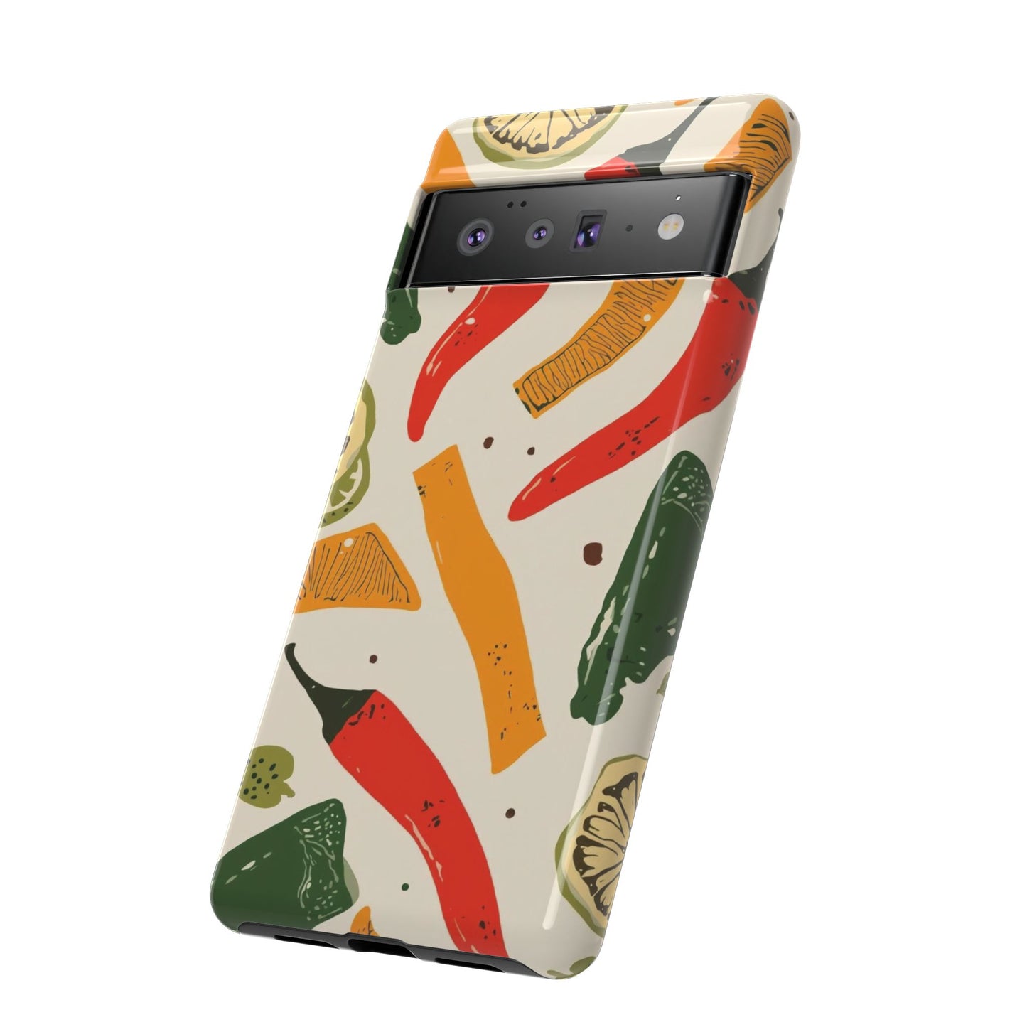 Spicy Peppers Phone Case – Colorful Chili, Lime & Citrus Pattern
