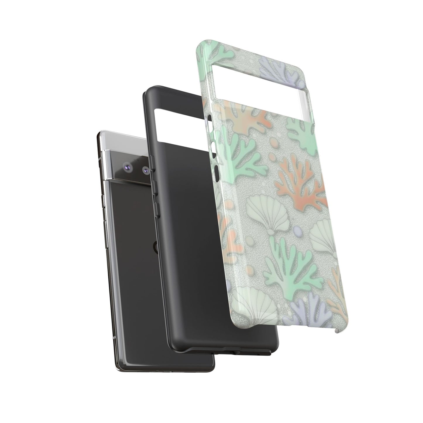 Pastel Coral Reef Tough Phone Case – Sea Shell & Coral Pattern Durable Protector