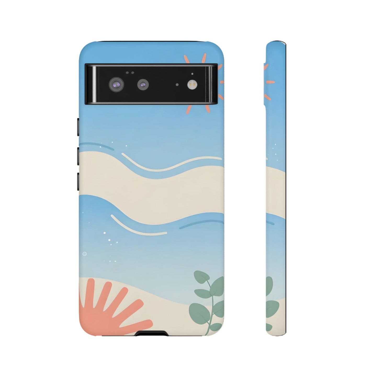 Beach Waves Tough Phone Case — Summer Sun & Seashell Protective Cover