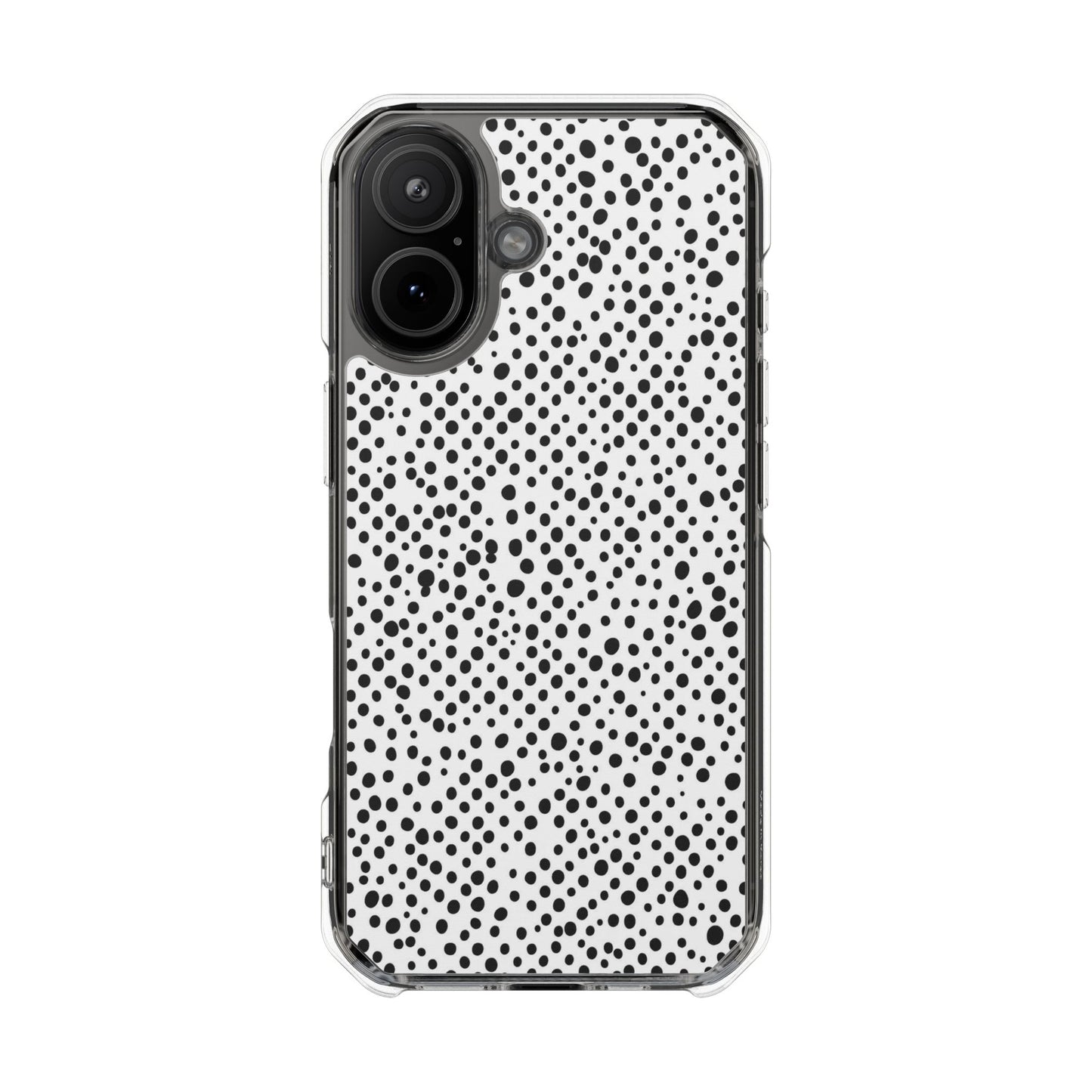 Clear Magnetic Phone Case — Black & White Speckled Pattern