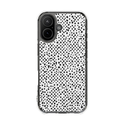 Clear Magnetic Phone Case — Black & White Speckled Pattern