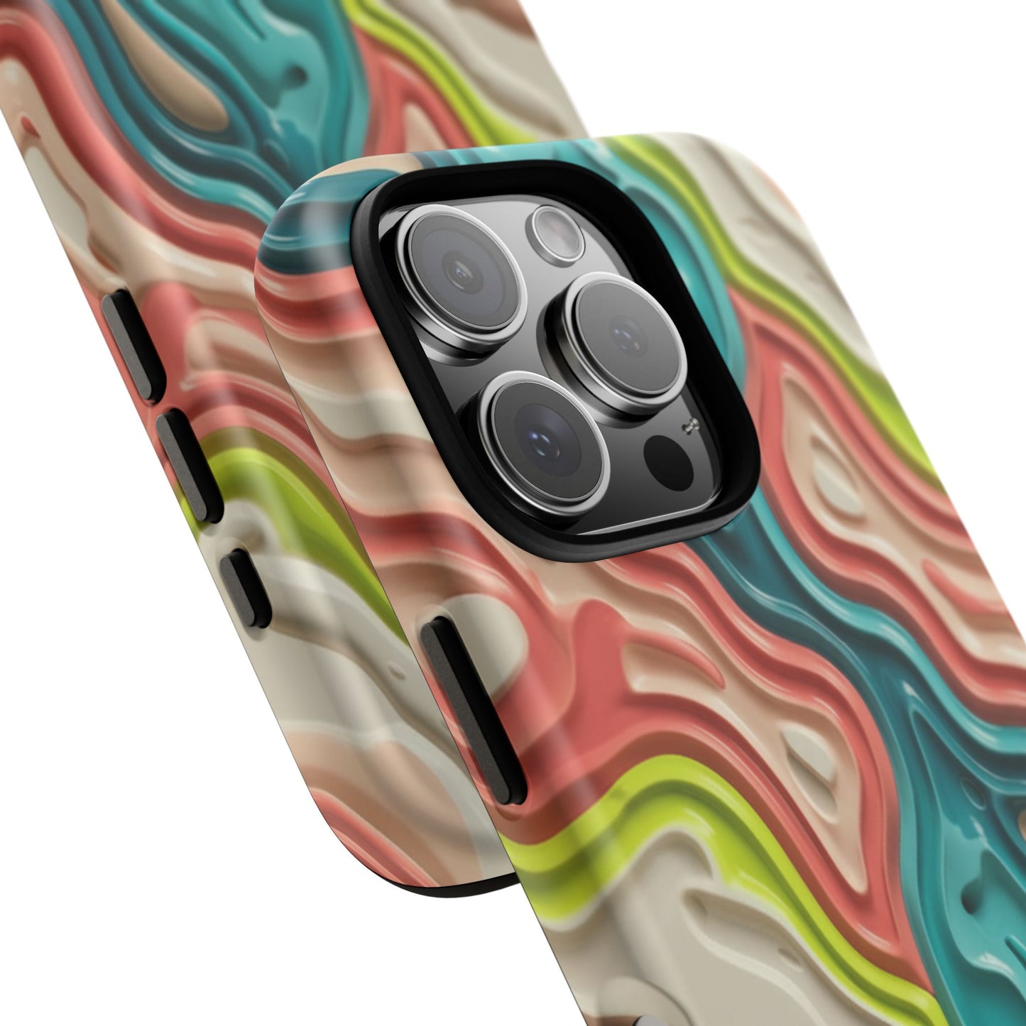 Abstract Contour Phone Case — Colorful Topographic Pattern Tough Case