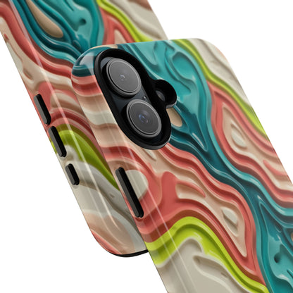 Abstract Contour Phone Case — Colorful Topographic Pattern Tough Case