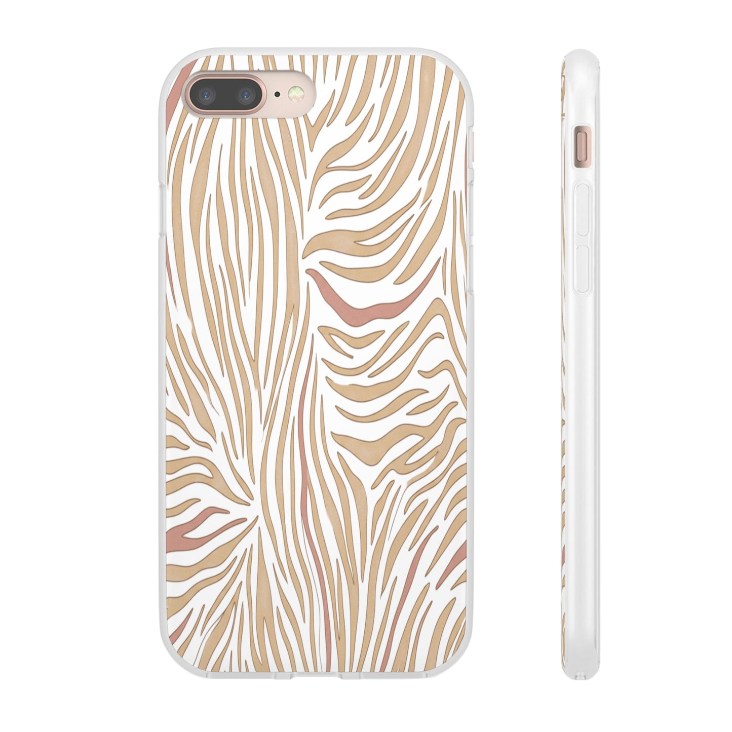 Neutral Zebra Print Flexi Case — Beige & Rose Gold Animal Pattern Phone Cover