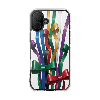Clear Magnetic Phone Case — Colorful Ribbon Bow Celebration Design