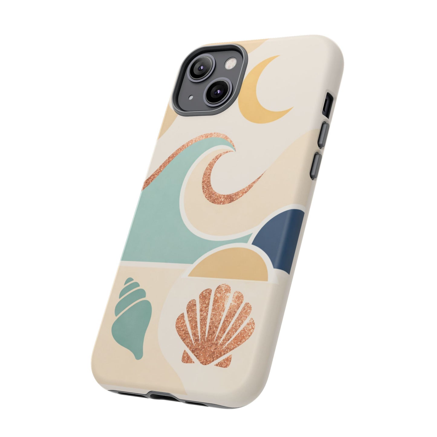 Sea Breeze Tough Phone Case — Retro Waves & Shells Design