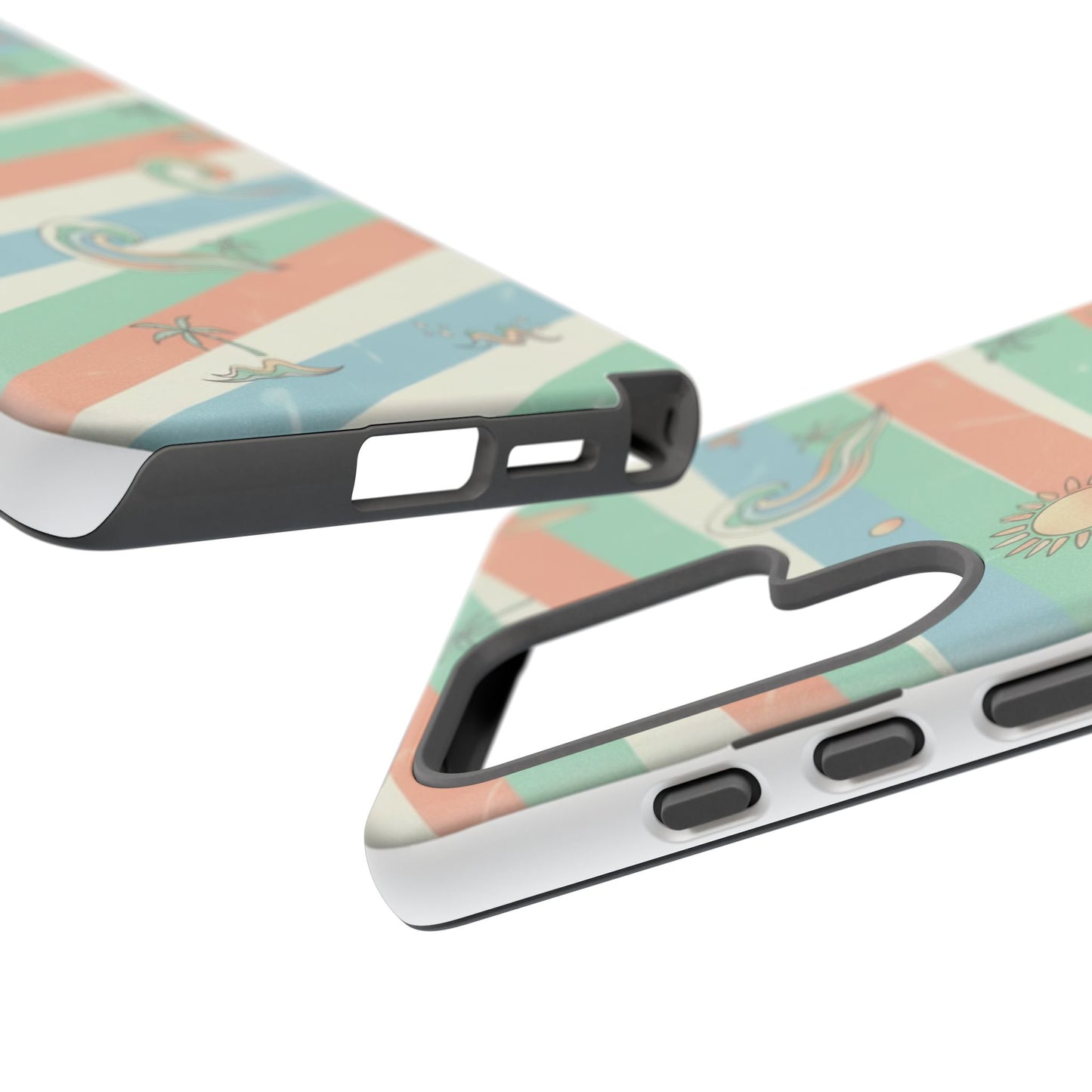 Surf Stripe Tough Phone Case — Retro Beach Waves Pattern