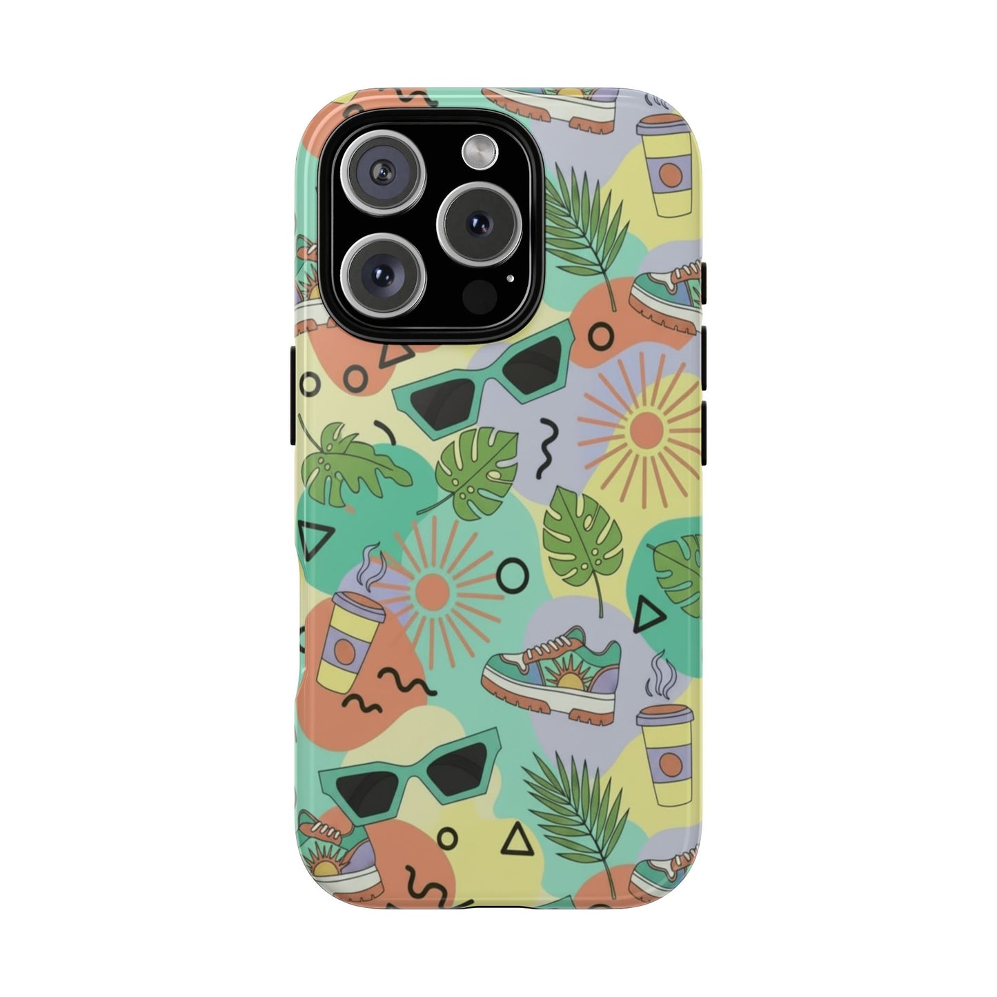 Tropical Summer Phone Case — Retro Sunglasses, Sneakers & Palm Pattern