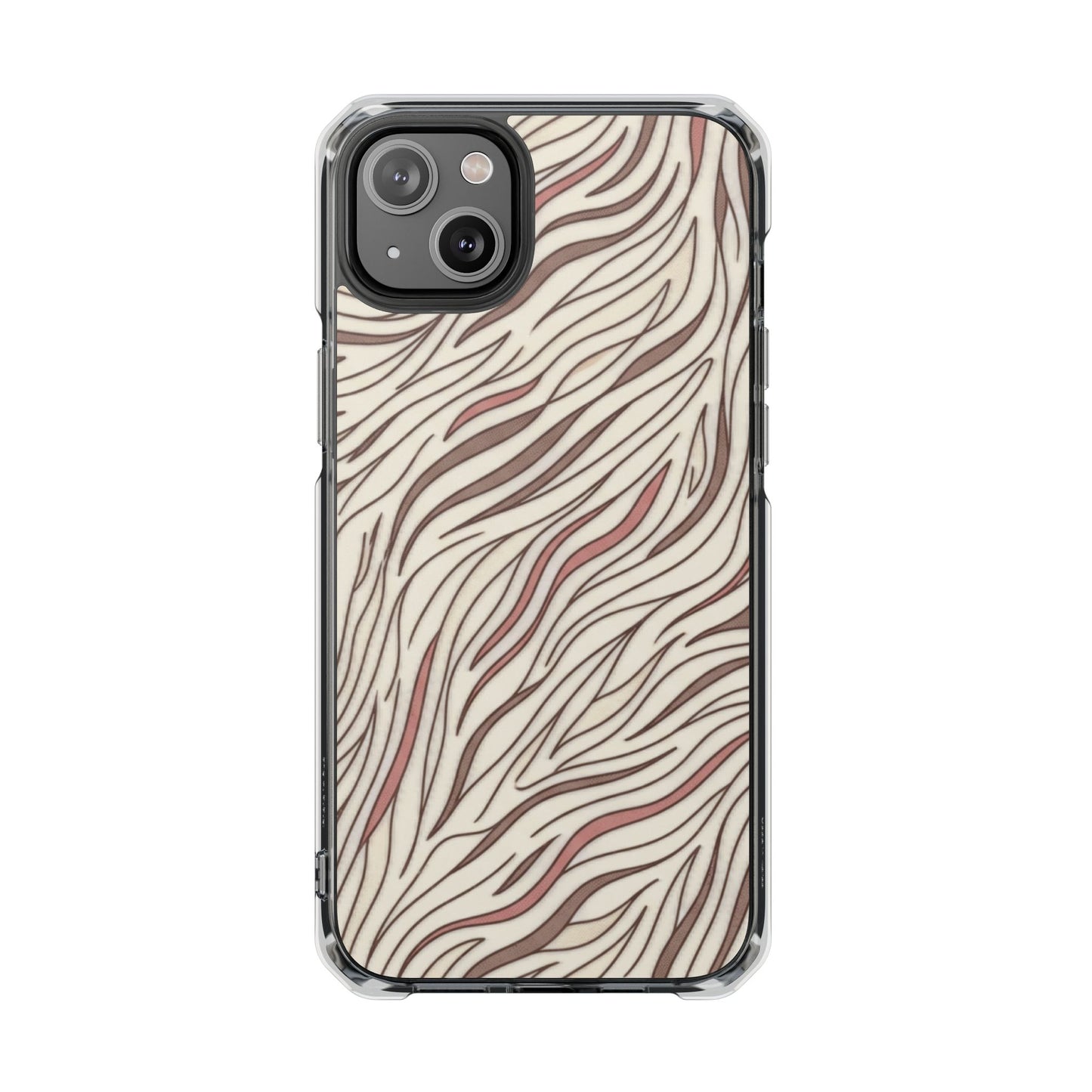 Clear Magnetic Phone Case — Neutral Beige Abstract Zebra Print