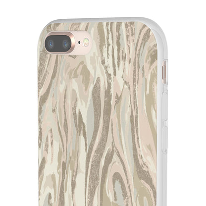 Neutral Marble Swirl Flexi Phone Case — Beige Abstract Protective Cover
