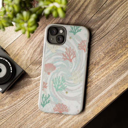 Seafoam Coral Tough Phone Case - Pastel Ocean Wave Design