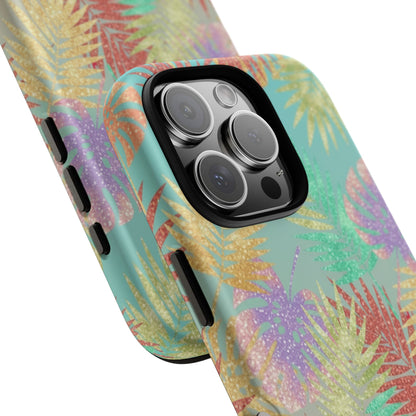 Tropical Palm Leaf Tough Phone Case – Colorful Pastel Botanical Protection
