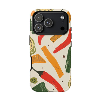 Spicy Peppers Phone Case – Colorful Chili, Lime & Citrus Pattern