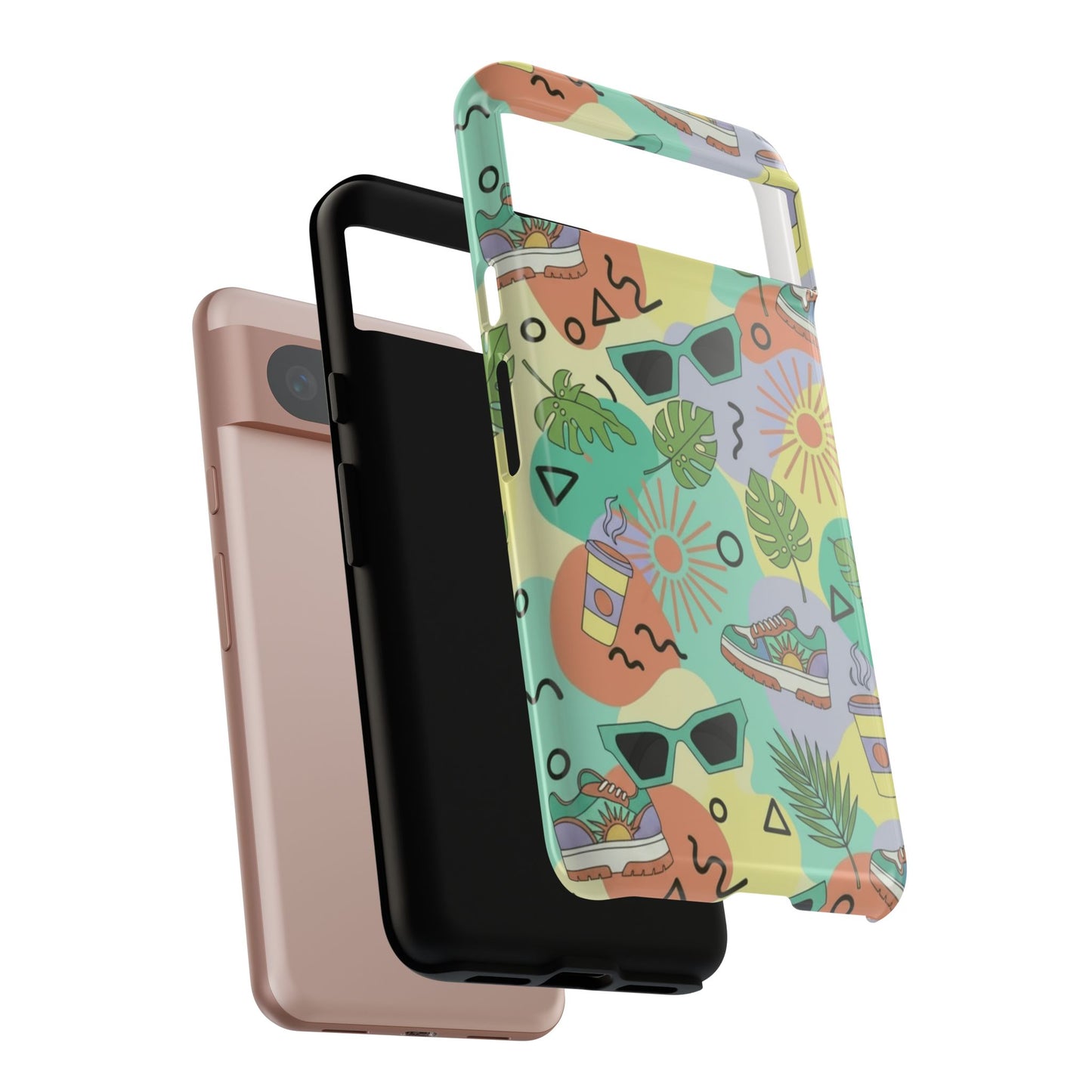 Tropical Summer Phone Case — Retro Sunglasses, Sneakers & Palm Pattern