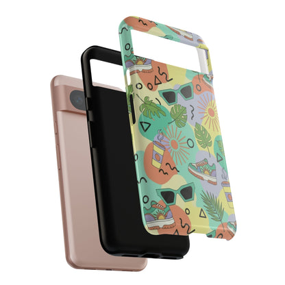 Tropical Summer Phone Case — Retro Sunglasses, Sneakers & Palm Pattern