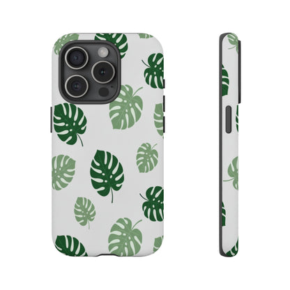 Monstera Leaf Phone Case — Tropical Green Pattern Tough Case