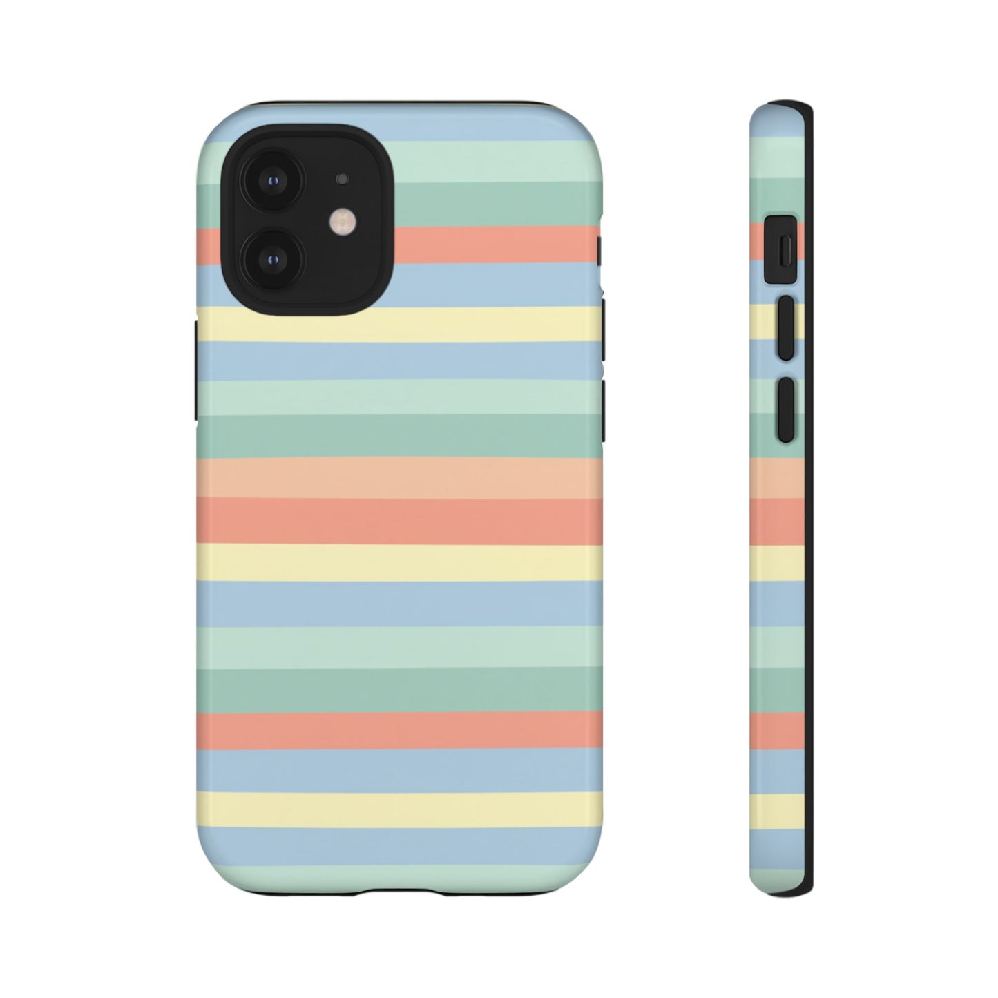 Pastel Striped Phone Case — Retro Horizontal Multi-Color Tough Case
