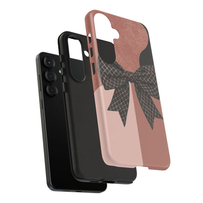 Bow Stripe Tough Phone Case – Pink Mauve Protective Cover