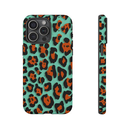 Teal & Rust Leopard Phone Case — Tough Protective Animal Print
