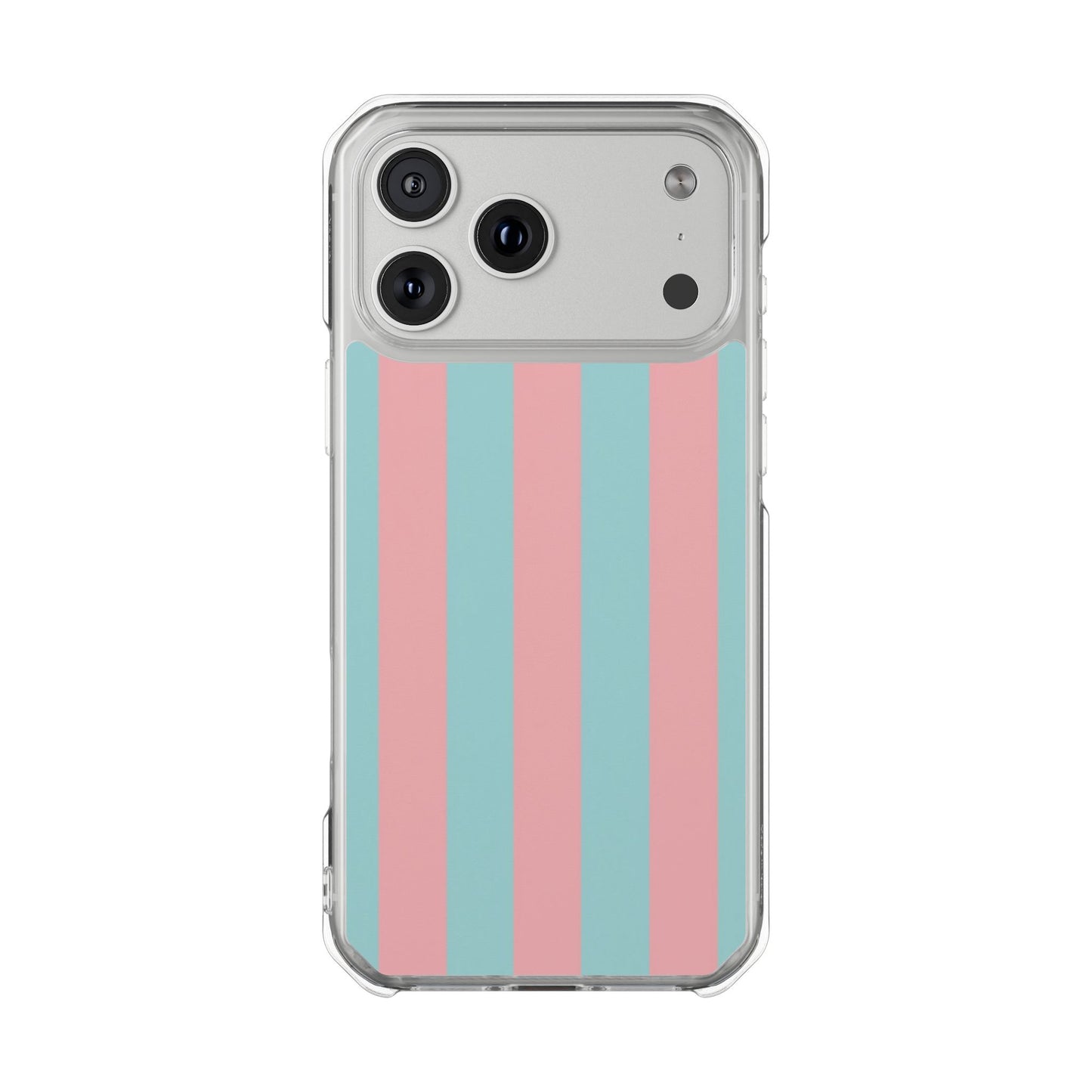 Pink and Blue Stripe Magnetic Clear Phone Case