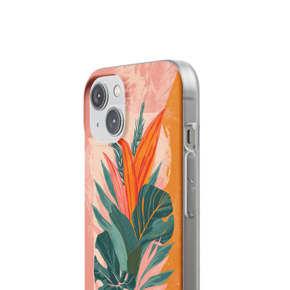 Tropical Botanical Phone Case — Pink & Orange Floral Flexi Case