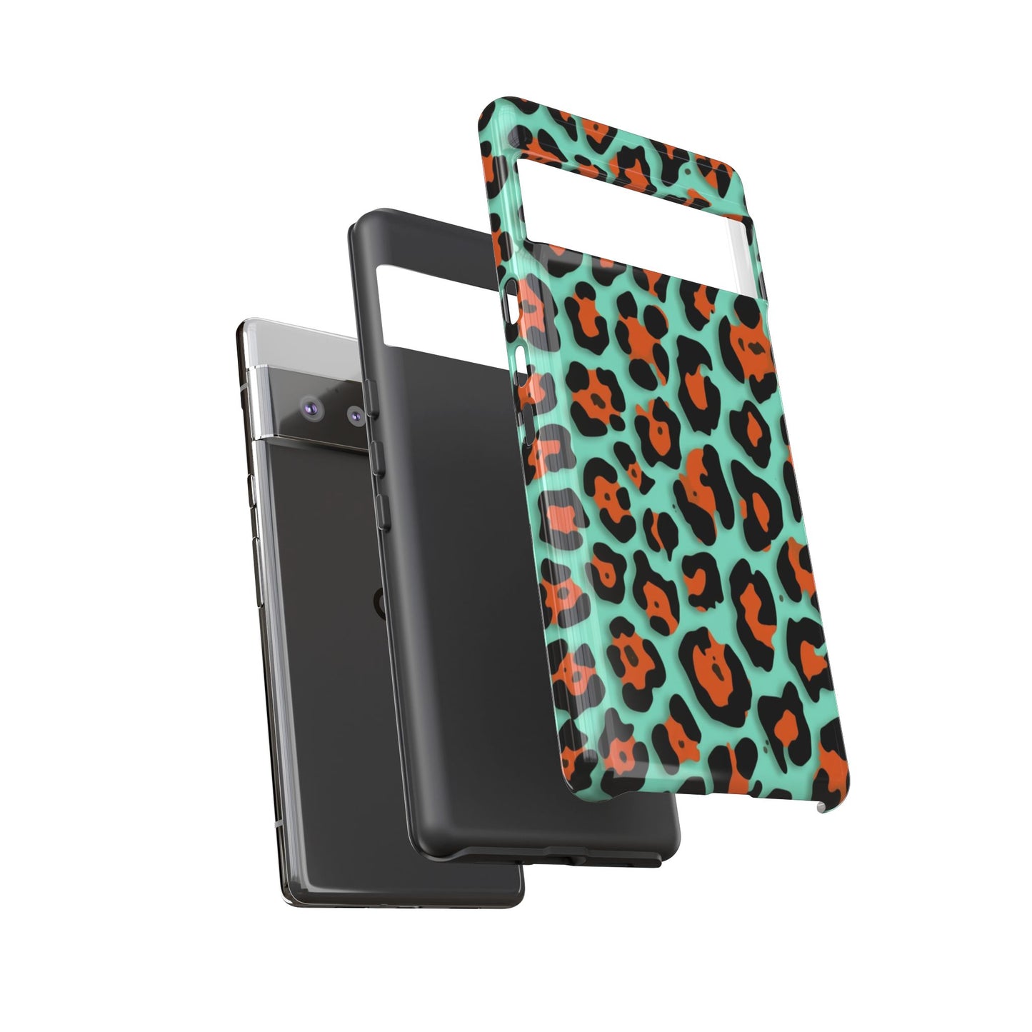 Teal & Rust Leopard Phone Case — Tough Protective Animal Print