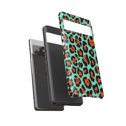Teal & Rust Leopard Phone Case — Tough Protective Animal Print