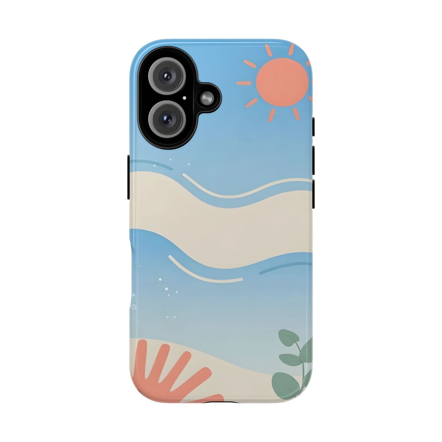 Beach Waves Tough Phone Case — Summer Sun & Seashell Protective Cover