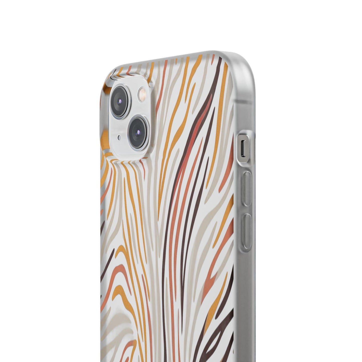 Marbled Neutral Stripe Phone Case — Abstract Beige & Terracotta Flexi Case